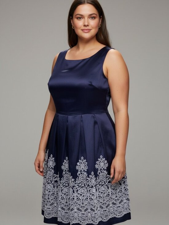 Leslie Fay Dresses & Skirts - Leslie Fay Navy Dress Sz 16 Hem Fit & Flare Holiday Party Mother of the Bride